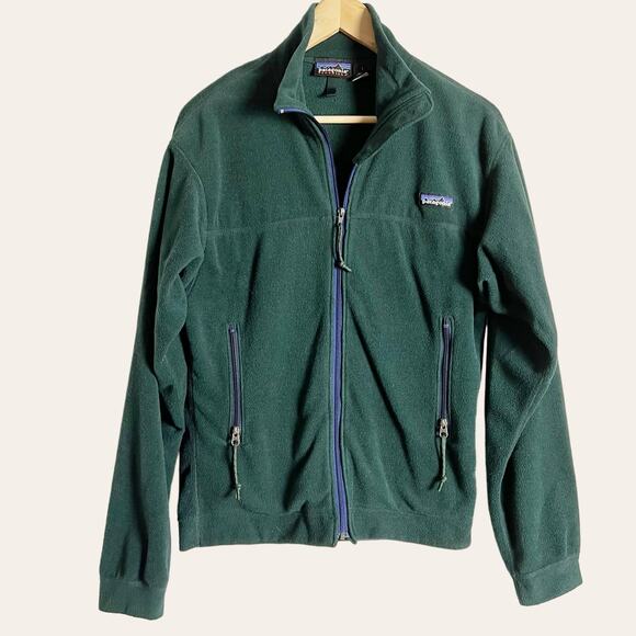 Patagonia Synchilla Men’s Fleece Dark Green Zip Up Jacket Size Small - Picture 1 of 7